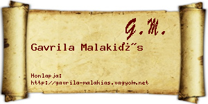 Gavrila Malakiás névjegykártya